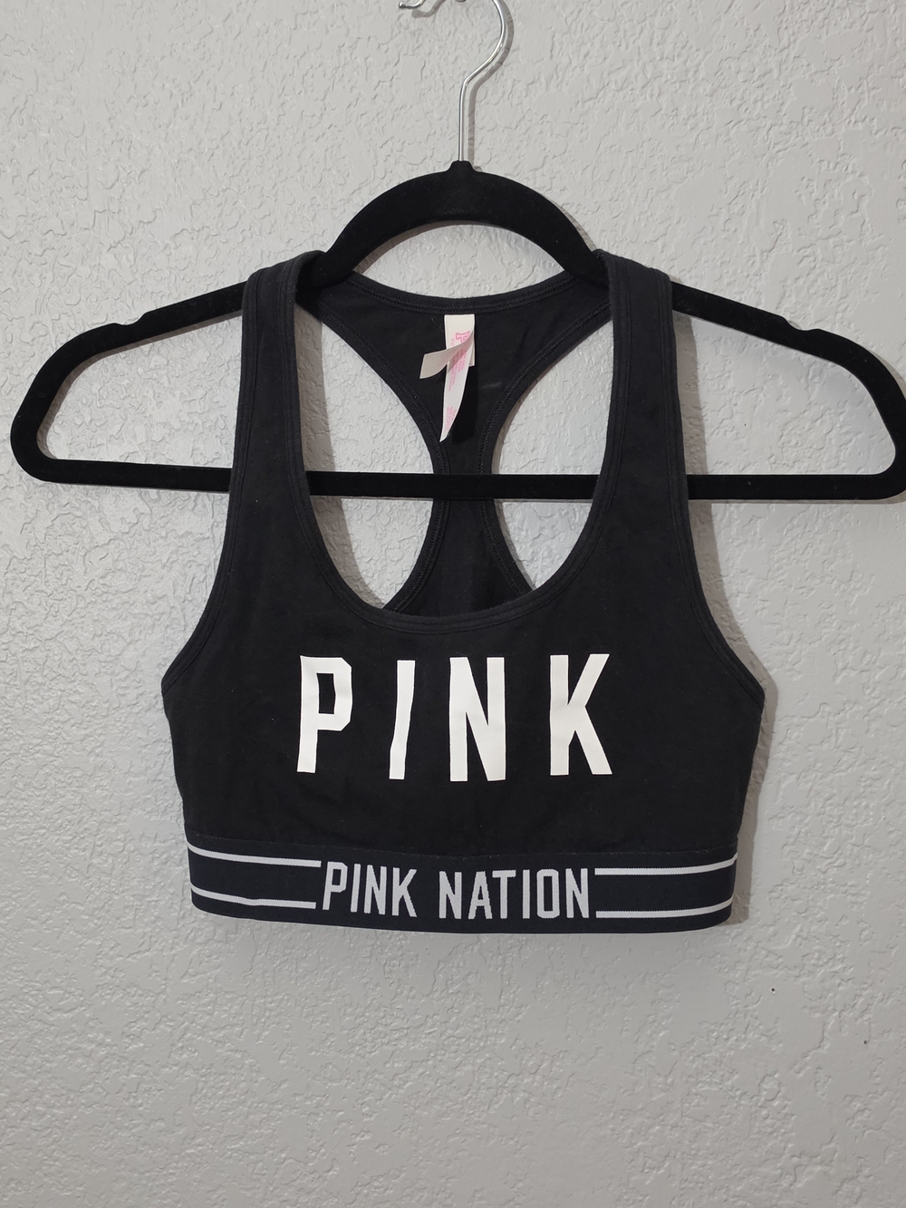 Victoria's Secret PINK Black and White Racerback Sports Bra Womens Small - Picture 1 of 5